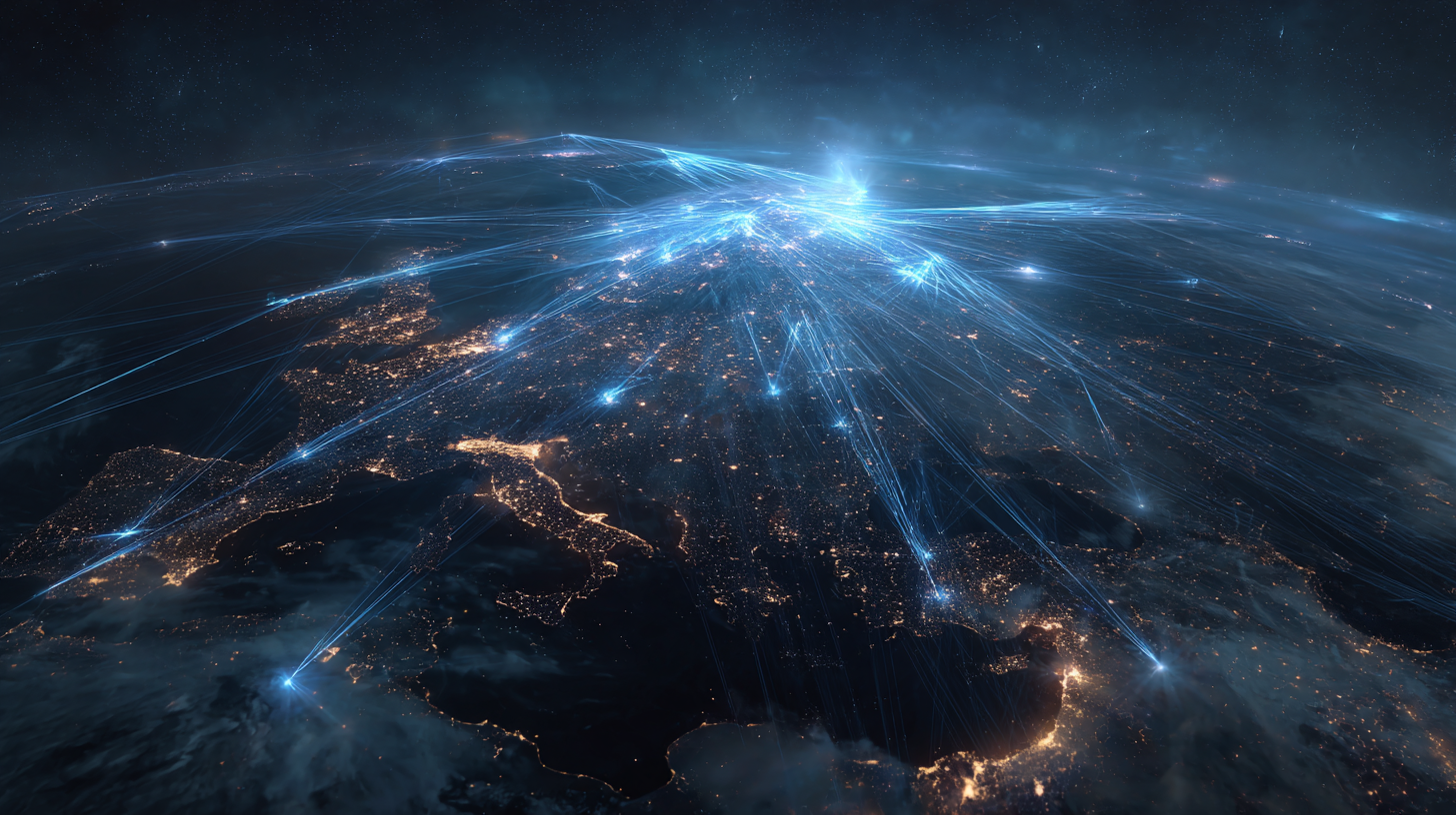 Map of the world with data connections